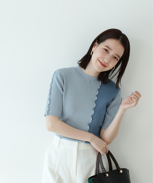 N.(N. Natural Beauty Basic)(エヌエヌナチュラルビューティーベーシック)の「◆バイカラーメローニット(ニット/セーター・レディース・ホワイト系その他/ベージュ系その他/ブルー系その他・MEDIUM)」の11枚目の写真