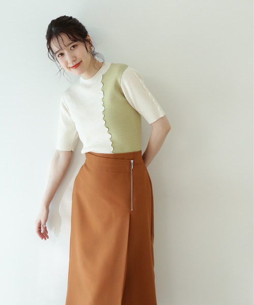 N.(N. Natural Beauty Basic)(エヌエヌナチュラルビューティーベーシック)の「◆バイカラーメローニット(ニット/セーター・レディース・ホワイト系その他/ベージュ系その他/ブルー系その他・MEDIUM)」の4枚目の写真