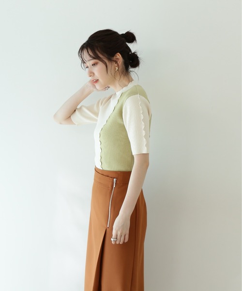 N.(N. Natural Beauty Basic)(エヌエヌナチュラルビューティーベーシック)の「◆バイカラーメローニット(ニット/セーター・レディース・ホワイト系その他/ベージュ系その他/ブルー系その他・MEDIUM)」の7枚目の写真