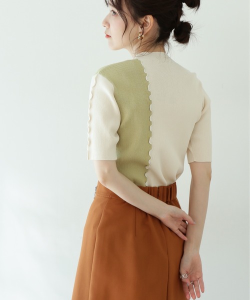 N.(N. Natural Beauty Basic)(エヌエヌナチュラルビューティーベーシック)の「◆バイカラーメローニット(ニット/セーター・レディース・ホワイト系その他/ベージュ系その他/ブルー系その他・MEDIUM)」の14枚目の写真