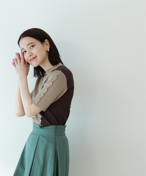 N.(N. Natural Beauty Basic)(エヌエヌナチュラルビューティーベーシック)の「◆バイカラーメローニット(ニット/セーター・レディース・ホワイト系その他/ベージュ系その他/ブルー系その他・MEDIUM)」の8枚目の写真