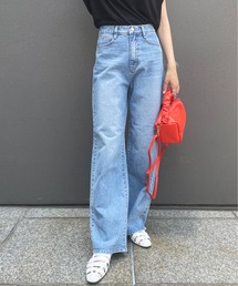 StyleSea | ブリーチデニムストレートワイドパンツ(デニムパンツ)