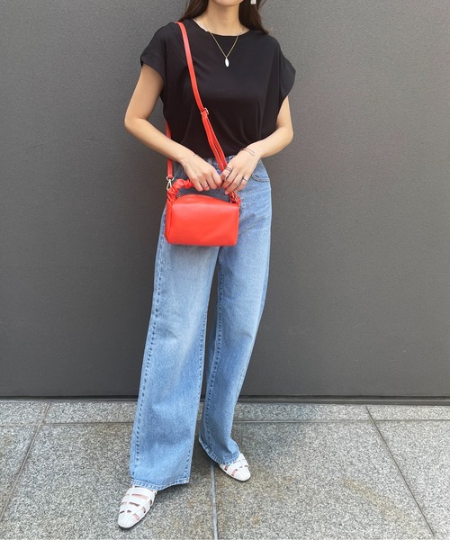 StyleSea（スタイルシー）の「ブリーチデニムストレートワイドパンツ（デニムパンツ・レディース・ライトブルー・FREE）」の2枚目の写真