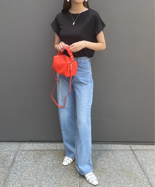 StyleSea（スタイルシー）の「ブリーチデニムストレートワイドパンツ（デニムパンツ・レディース・ライトブルー・FREE）」の4枚目の写真