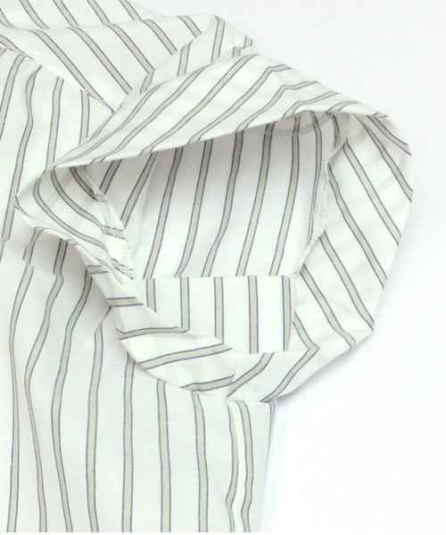 TOKYO SHIRTS(トウキョウシャツ)の「フレンチスリーブ ヘンリーネックブラウス(シャツ/ブラウス・レディース・ライトベージュ/ダークオレンジ・M/L/LL)」の4枚目の写真