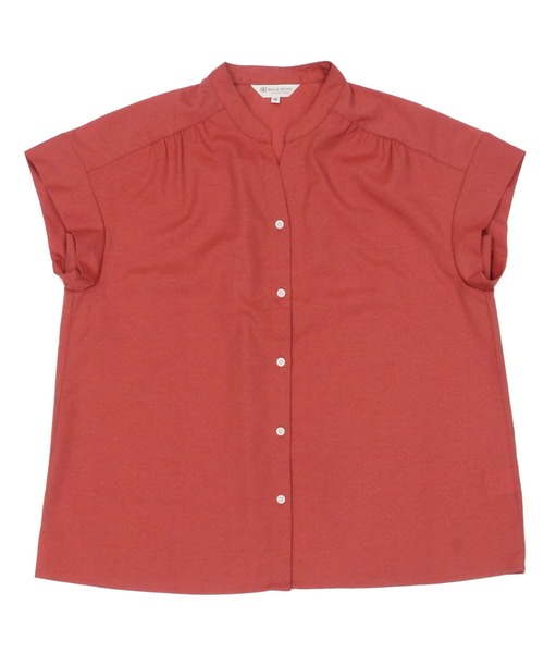TOKYO SHIRTS(トウキョウシャツ)の「フレンチスリーブ ヘンリーネックブラウス(シャツ/ブラウス・レディース・ライトベージュ/ダークオレンジ・M/L/LL)」の18枚目の写真