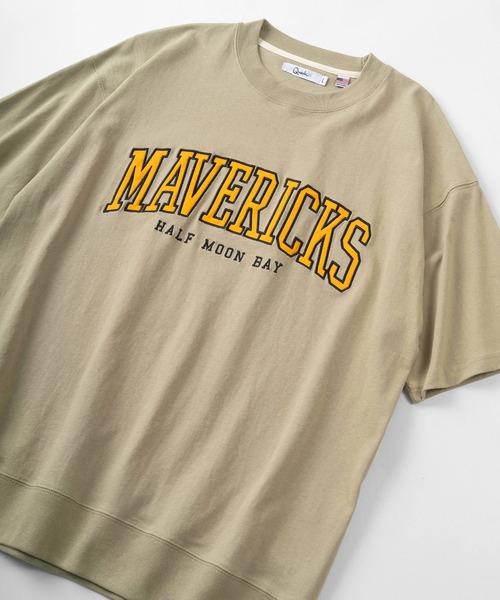 make a ray!(メイク ア レイ!)の「ビッグシルエット アップリケ刺繍 半袖スウェットTシャツ/カレッジロゴ/アーチロゴ/【USAコットン】(Tシャツ/カットソー・レディース・ホワイト/ベージュ/ブルー/グリーン/ホワイト系その他/スミクロ・M/L)」の4枚目の写真