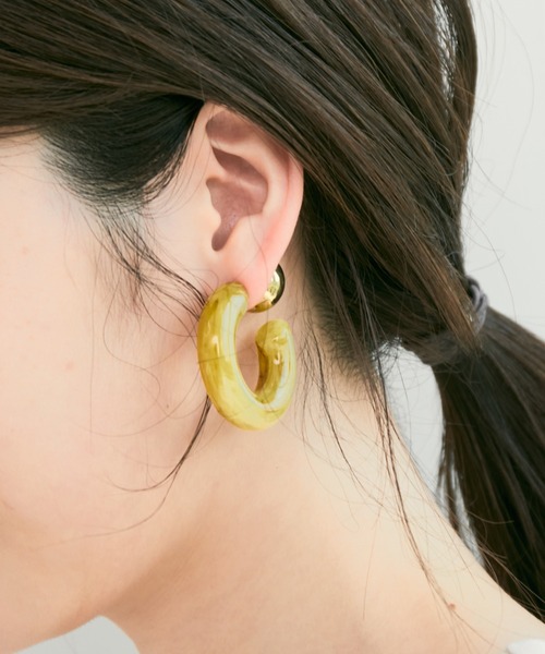 VIS（ビス）の「２WAYバックキャッチマブールフープピアス（ピアス（両耳用）・レディース・オレンジ/マスタード/その他・FREE）」の2枚目の写真