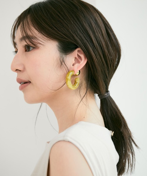 VIS（ビス）の「２WAYバックキャッチマブールフープピアス（ピアス（両耳用）・レディース・オレンジ/マスタード/その他・FREE）」の8枚目の写真