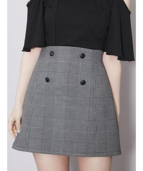 EATME（イートミー）の「ダブルボタンミニスカート（セットアップ可能）（スカート・レディース・ベージュ/その他1/ブラック・SMALL/MEDIUM）」の3枚目の写真