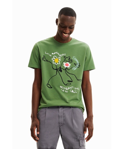 花柄プリント カーキtシャツ Tシャツ カットソー Desigual デシグアル のファッション通販 Zozotown