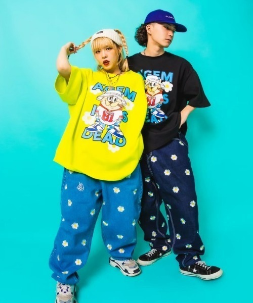 A'gem（エージェム）の「『A'gem/エージェム』総柄刺繍デニムパンツ