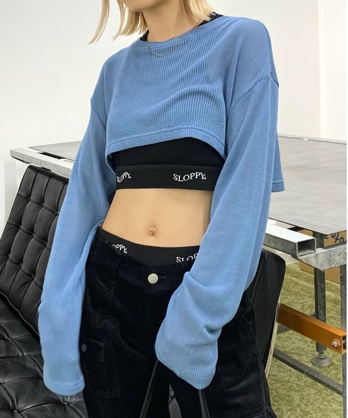 WHO'S WHO gallery（フーズフーギャラリー）の「ニットソーショートトップス（Tシャツ/カットソー・レディース・ブラック/サックスブルー/アイボリー・FREE）」の20枚目の写真