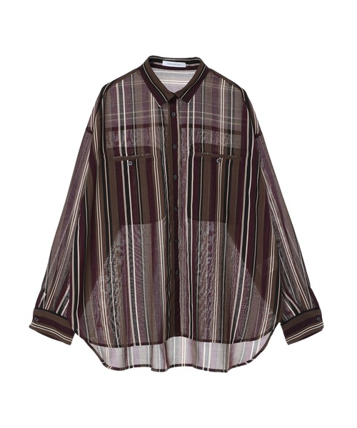 AMERICAN HOLIC（アメリカンホリック）の「シアーストライプシャツ（シャツ/ブラウス・レディース・ブラウン/キャメル・FREE）」の14枚目の写真