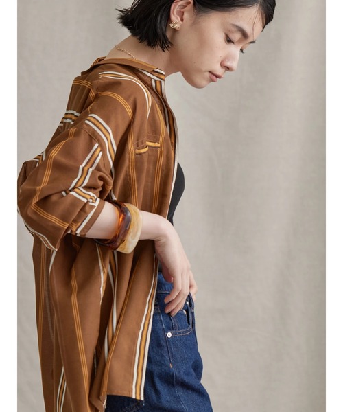 AMERICAN HOLIC（アメリカンホリック）の「シアーストライプシャツ（シャツ/ブラウス・レディース・ブラウン/キャメル・FREE）」の18枚目の写真