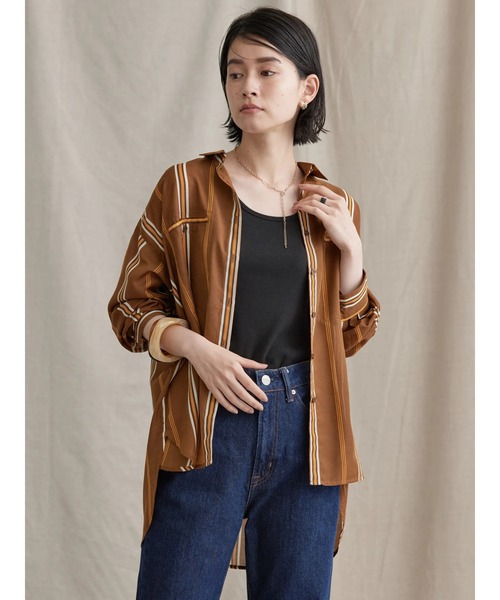 AMERICAN HOLIC（アメリカンホリック）の「シアーストライプシャツ（シャツ/ブラウス・レディース・ブラウン/キャメル・FREE）」の20枚目の写真