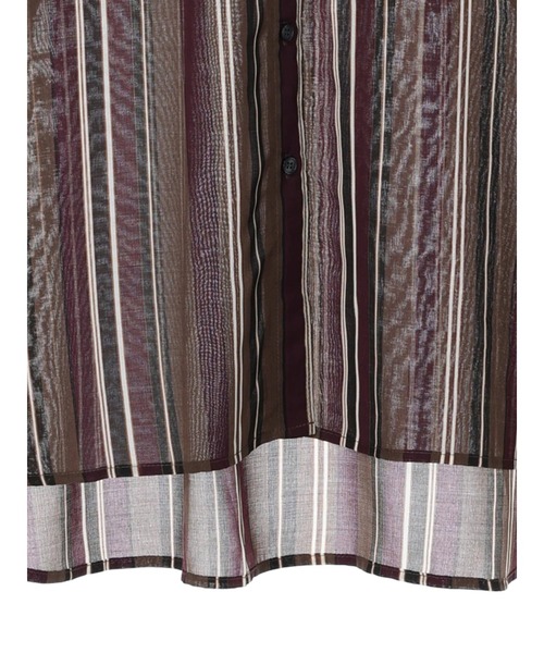 AMERICAN HOLIC（アメリカンホリック）の「シアーストライプシャツ（シャツ/ブラウス・レディース・ブラウン/キャメル・FREE）」の4枚目の写真