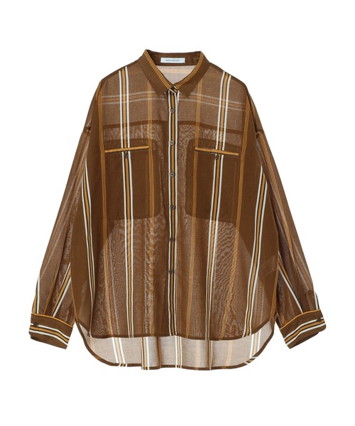 AMERICAN HOLIC（アメリカンホリック）の「シアーストライプシャツ（シャツ/ブラウス・レディース・ブラウン/キャメル・FREE）」の12枚目の写真