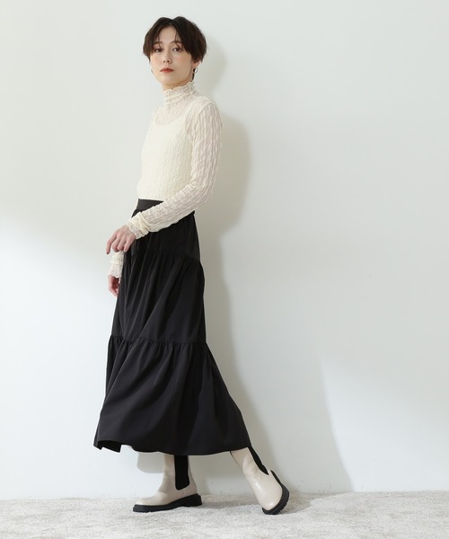 N.（N. Natural Beauty Basic）（エヌエヌナチュラルビューティーベーシック）の「【松井愛莉さん着用】◆シアーウェーブカットソー（Tシャツ/カットソー・レディース・ブラック/パープル/オフホワイト/マスタード・MEDIUM）」の12枚目の写真