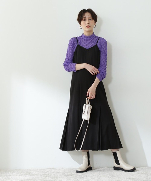 N.（N. Natural Beauty Basic）（エヌエヌナチュラルビューティーベーシック）の「【松井愛莉さん着用】◆シアーウェーブカットソー（Tシャツ/カットソー・レディース・ブラック/パープル/オフホワイト/マスタード・MEDIUM）」の5枚目の写真