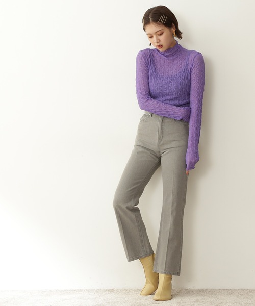 N.（N. Natural Beauty Basic）（エヌエヌナチュラルビューティーベーシック）の「【松井愛莉さん着用】◆シアーウェーブカットソー（Tシャツ/カットソー・レディース・ブラック/パープル/オフホワイト/マスタード・MEDIUM）」の19枚目の写真