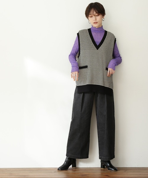 N.（N. Natural Beauty Basic）（エヌエヌナチュラルビューティーベーシック）の「【松井愛莉さん着用】◆シアーウェーブカットソー（Tシャツ/カットソー・レディース・ブラック/パープル/オフホワイト/マスタード・MEDIUM）」の17枚目の写真