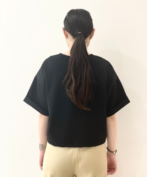 DROIT BELLO（ドロイトベロ）の「DROIT BELLO(ドロイトベロ) ショート丈Ｔシャツ（Tシャツ/カットソー・レディース・ホワイト/ブラック・F）」の6枚目の写真