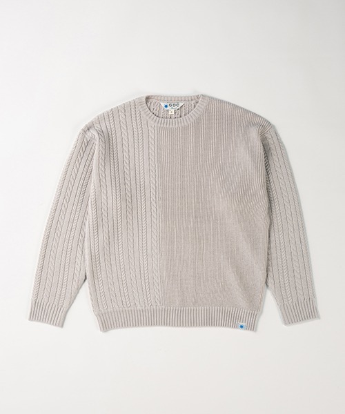 GDC（ジーディーシー）の「Big Cable Knit（ニット/セーター・メンズ・ホワイト/ブラック/グレイッシュベージュ・MEDIUM/LARGE）」の3枚目の写真