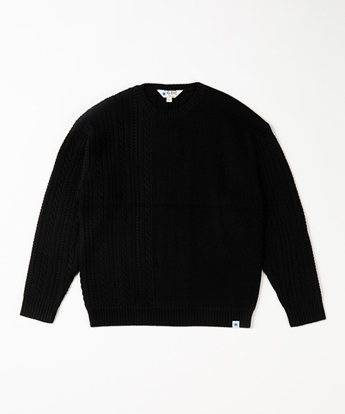 GDC（ジーディーシー）の「Big Cable Knit（ニット/セーター・メンズ・ホワイト/ブラック/グレイッシュベージュ・MEDIUM/LARGE）」の2枚目の写真