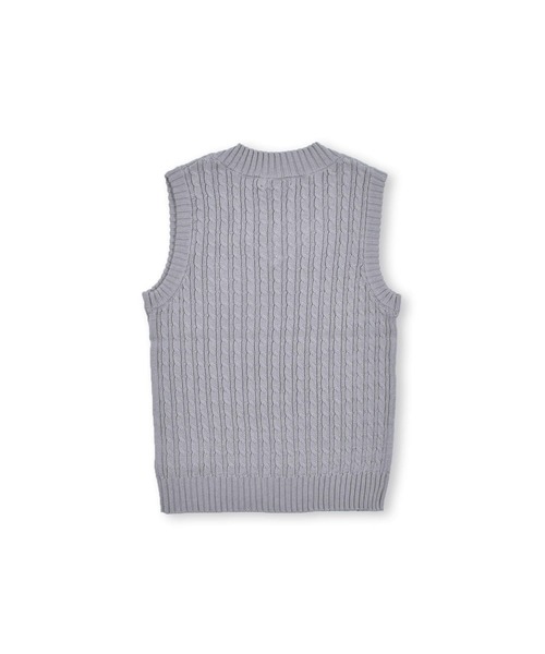 BeBe(ベベ)の「BeBe/フォーマル ケーブル編み ワッペン 付き ニット ベスト (90~140cm)(ベスト・キッズ・オフホワイト/グレー・110/120/140/130/100/90)」の5枚目の写真