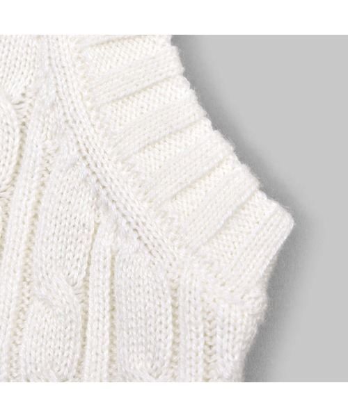 BeBe(ベベ)の「BeBe/フォーマル ケーブル編み ワッペン 付き ニット ベスト (90~140cm)(ベスト・キッズ・オフホワイト/グレー・110/120/140/130/100/90)」の14枚目の写真