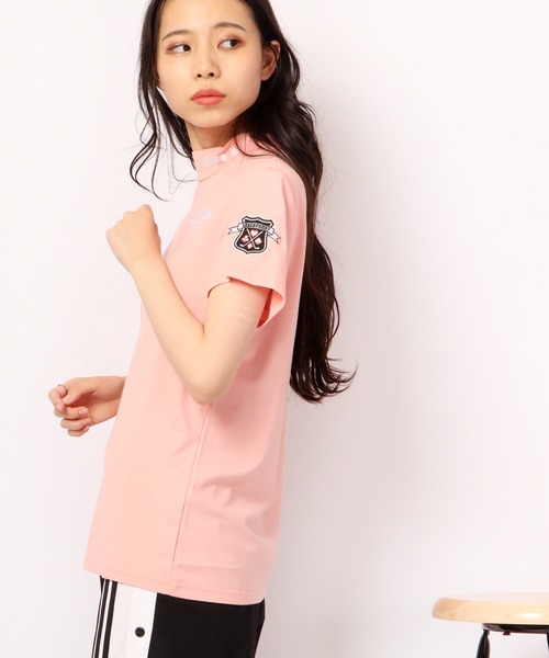 FUNALIVE(ファンアライブ)の「GENERATION LINE ワッペン半袖モックネック(Tシャツ/カットソー・レディース・ブラック/ピンク/ネイビー/ホワイト・M/L/S)」の11枚目の写真