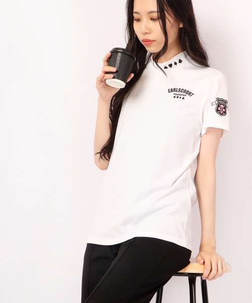 FUNALIVE(ファンアライブ)の「GENERATION LINE ワッペン半袖モックネック(Tシャツ/カットソー・レディース・ブラック/ピンク/ネイビー/ホワイト・M/L/S)」の14枚目の写真