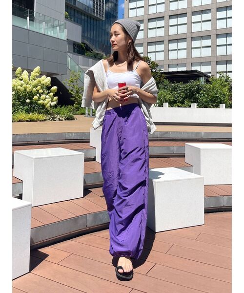 Ungrid(アングリッド)の「【WEB限定】ナイロンドロストパンツ(その他パンツ・レディース・チャコールグレー/パープル/ピンク/オレンジ/グリーン・FREE)」の10枚目の写真