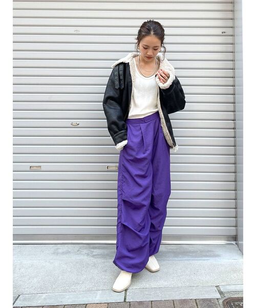 Ungrid(アングリッド)の「【WEB限定】ナイロンドロストパンツ(その他パンツ・レディース・チャコールグレー/パープル/ピンク/オレンジ/グリーン・FREE)」の15枚目の写真