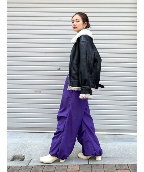 Ungrid(アングリッド)の「【WEB限定】ナイロンドロストパンツ(その他パンツ・レディース・チャコールグレー/パープル/ピンク/オレンジ/グリーン・FREE)」の16枚目の写真