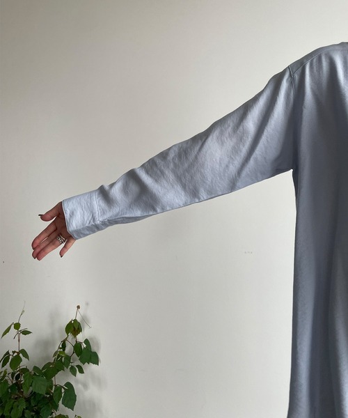 DouDou(ドゥドゥ)の「【WEB限定】 バンドカラーロングシャツ(シャツ/ブラウス・レディース・オフホワイト/ブラック/サックスブルー・FREE)」の20枚目の写真