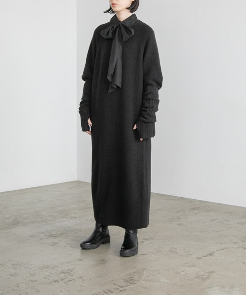 yuw（ユウ）の「アームウォーマーツキニットワンピース　294800（ワンピース・レディース・ブラウン/ブラック/ブルー・FREE）」の18枚目の写真