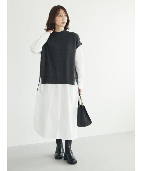 Green Parks(グリーンパークス)の「ニットドッキングベスト風ワンピースII(ワンピース・レディース・グレー系その他2・FREE)」の9枚目の写真