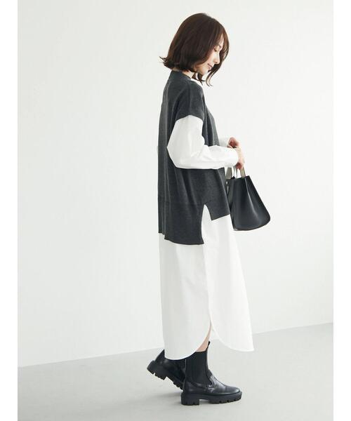 Green Parks(グリーンパークス)の「ニットドッキングベスト風ワンピースII(ワンピース・レディース・グレー系その他2・FREE)」の6枚目の写真