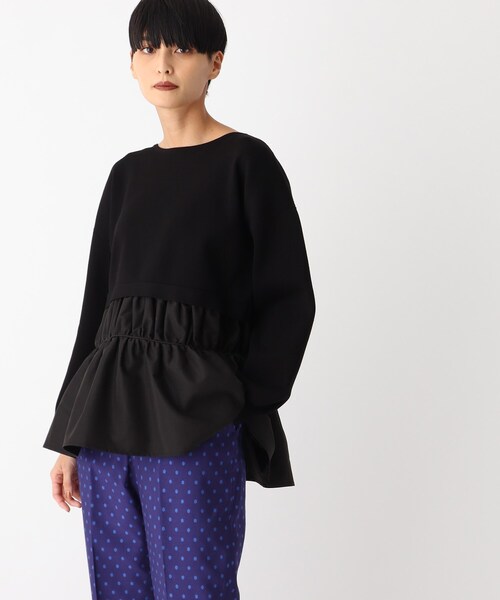 OPAQUE.CLIP（オペークドットクリップ）の「◆【C】ドッキングペプラムニット（チュニック・レディース・グリーン/ブラック/チャコールグレー・38/40/36）」の2枚目の写真