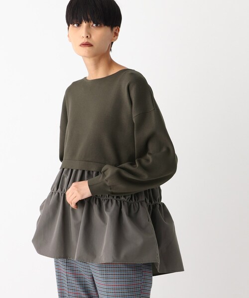 OPAQUE.CLIP（オペークドットクリップ）の「◆【C】ドッキングペプラムニット（チュニック・レディース・グリーン/ブラック/チャコールグレー・38/40/36）」の12枚目の写真