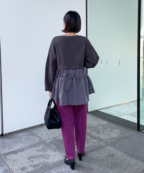 OPAQUE.CLIP（オペークドットクリップ）の「◆【C】ドッキングペプラムニット（チュニック・レディース・グリーン/ブラック/チャコールグレー・38/40/36）」の8枚目の写真