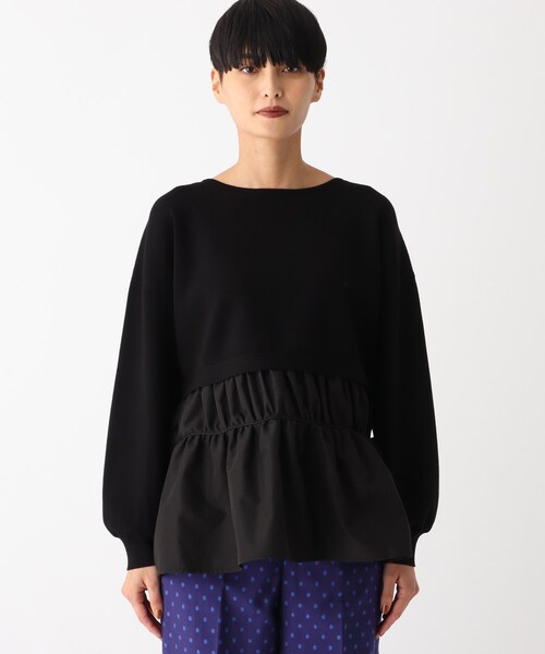 OPAQUE.CLIP（オペークドットクリップ）の「◆【C】ドッキングペプラムニット（チュニック・レディース・グリーン/ブラック/チャコールグレー・38/40/36）」の7枚目の写真