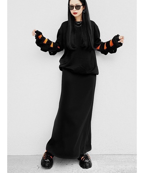 LVEU.(ラブユ.)の「Design sleeve sweat / デザインスリーブスウェット(Ai select)(スウェット・レディース・ブラック・FREE)」の7枚目の写真
