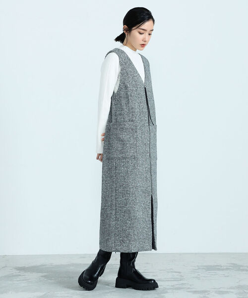 fredy emue（フレディエミュ）の「ツィードジャンスカ＋ジレ（ワンピース・レディース・ブラック/ベージュ・38/36）」の17枚目の写真