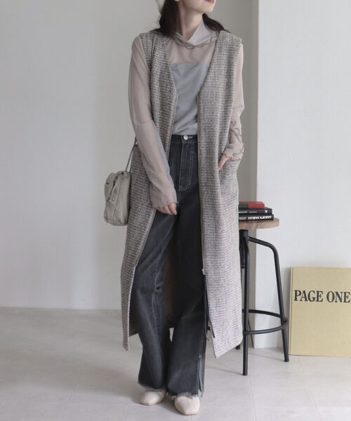 fredy emue（フレディエミュ）の「ツィードジャンスカ＋ジレ（ワンピース・レディース・ブラック/ベージュ・38/36）」の15枚目の写真