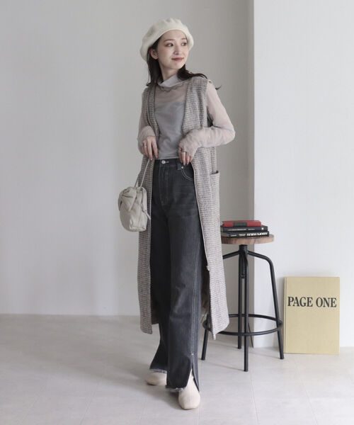 fredy emue（フレディエミュ）の「ツィードジャンスカ＋ジレ（ワンピース・レディース・ブラック/ベージュ・38/36）」の13枚目の写真