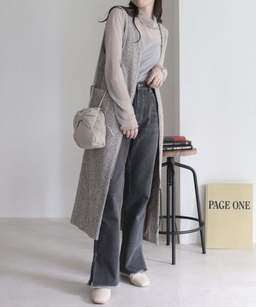 fredy emue（フレディエミュ）の「ツィードジャンスカ＋ジレ（ワンピース・レディース・ブラック/ベージュ・38/36）」の9枚目の写真