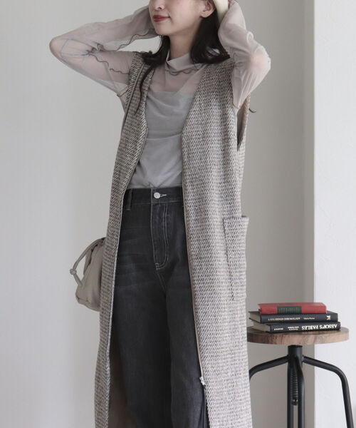 fredy emue（フレディエミュ）の「ツィードジャンスカ＋ジレ（ワンピース・レディース・ブラック/ベージュ・38/36）」の11枚目の写真